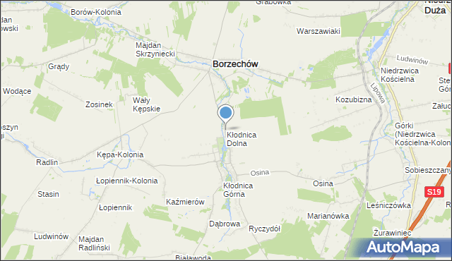 mapa Kłodnica Dolna, Kłodnica Dolna na mapie Targeo